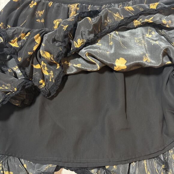 Allsaints Women’s EU 36 Nico Heligan floral-print lace-trimmed crepe skirt Fairy - Picture 10 of 11